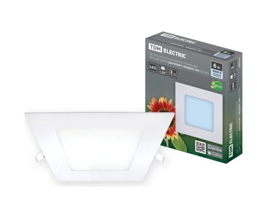 Светодиодный встраиваемый светильник TDM Даунлайт квадрат СВО белый 6 Вт 4000К SQ0329-0120 