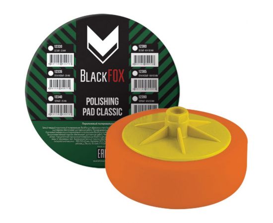 Полировальник поролоновый CLASSIC 150х50 мм, М14, универсальный, оранжевый BlackFox 12385 