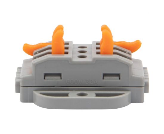 Проходная клемма REXANT СМК 3 полюса 0,08-4 мм2 с монтажной площадкой серая 5 шт 07-6263-5 – изображение 2