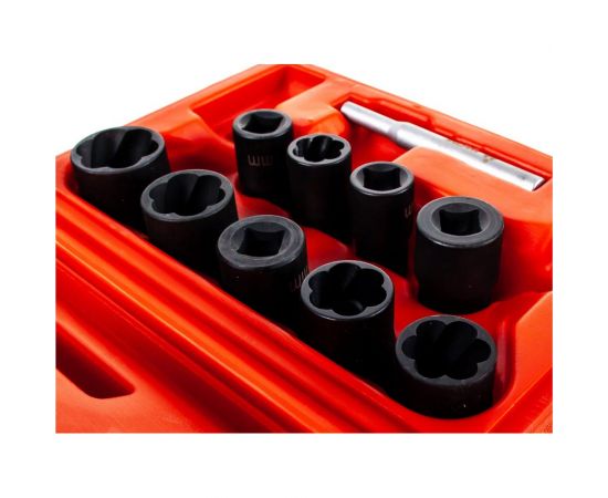 Набор торцевых головок для поврежденных гаек и болтов 10-19мм, кейс, 10шт МАСТАК 109-30010C – изображение 2