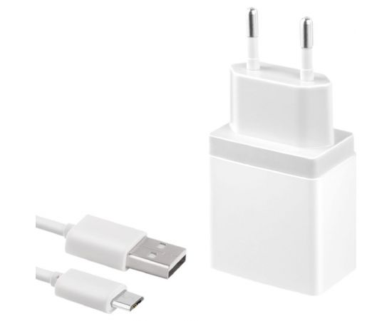 Универсальное сетевое зарядное устройство AKAI CH-6A05 2 USB 2.1A + кабель micro USB белый CH-6A05W – изображение 2