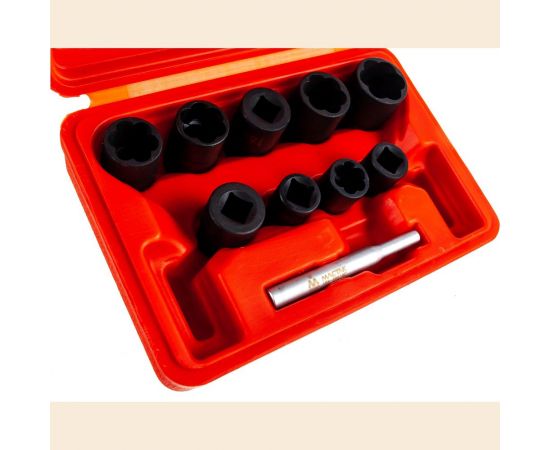 Набор торцевых головок для поврежденных гаек и болтов 10-19мм, кейс, 10шт МАСТАК 109-30010C – изображение 3