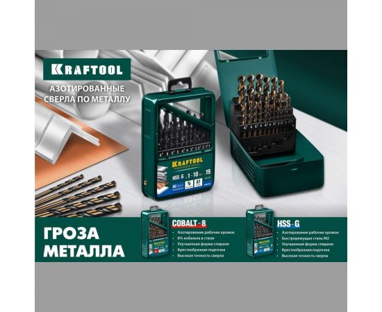 Сверло по металлу COBALT HSS-Co 8% сталь М42 (12х151 мм) Kraftool 29656-12 – изображение 4