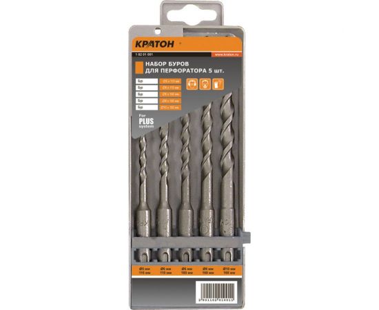 Набор буров SDS-plus (5-10 мм; 5 шт.) Кратон 1 02 01 001 