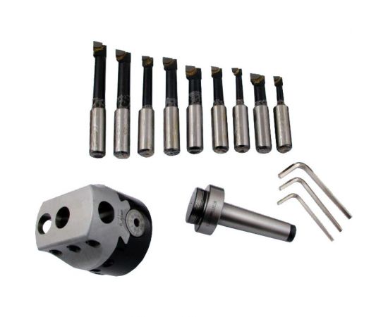 Головка расточная d 50 мм, D расточки 10-70 мм, КМ2 с комплектом резцов Т15К6 из 9шт CNIC 55043 