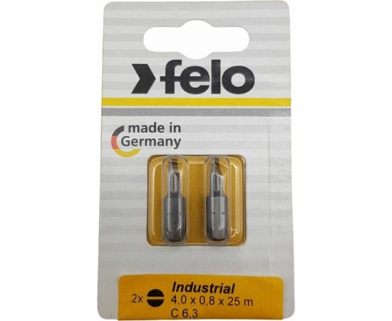 Бита плоская шлицевая 4.0x0.8x25 мм, серия Industrial, 2 шт в блистере Felo 02041036 