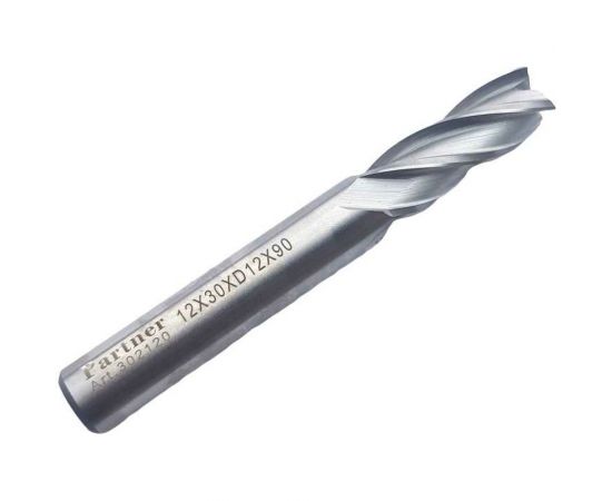 Фреза концевая Серия 302 (12х30х90 мм; HSSЕ; 4-х перая; хв-к 12 мм) Partner 302120 