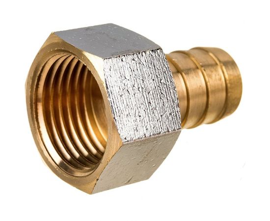 Штуцер (внутренняя резьба 1/2"" - елочка 14 мм; латунь никелированная) SANTRADE 1439 – изображение 2