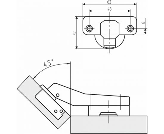 Угловая петля с доводчиком Mebax MF Prima Clip-on 45, 2 шт. 00-00002159 – изображение 2