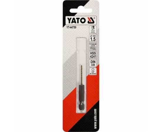 Сверло по металлу HSS-TiN 1.5 мм с хвостовиком HEX1/4 YATO YT-44750 – изображение 3