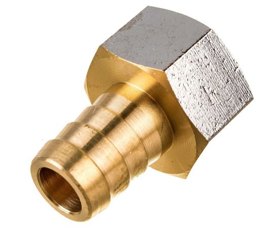 Штуцер (внутренняя резьба 1/2"" - елочка 14 мм; латунь никелированная) SANTRADE 1439 – изображение 3