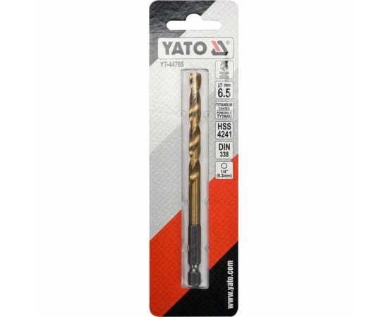 Сверло по металлу HSS-TiN 6.5 мм с хвостовиком HEX1/4 YATO YT-44765 – изображение 3