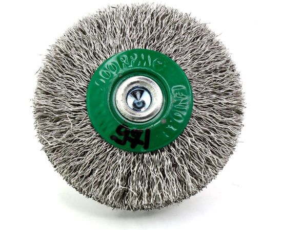 Щетка концевая для дрели 60х12 мм, хв-к 6 мм, проволока гофрированная нерж. сталь 0.3 мм SIT 0971 – изображение 4