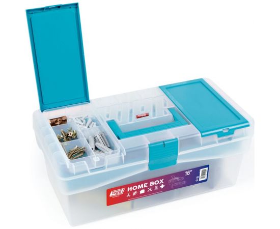 Ящик для инструмента Tayg №16 прозрачный, с лотком, 400x217x166 мм 112591 