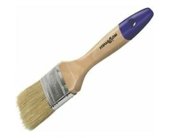 Плоская кисть Управдом 63 мм, светлая натуральная щетина, деревянная лакированная ручка 4100000565 