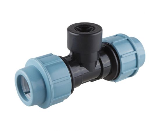 Тройник ПНД компрессионный с внутренней резьбой (20 ммx1/2") AV Engineering AVE1082012 