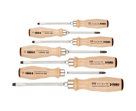 Набор ударных отверток SL/PH/PZ с деревянной рукояткой, 7 шт Felo 33597198 