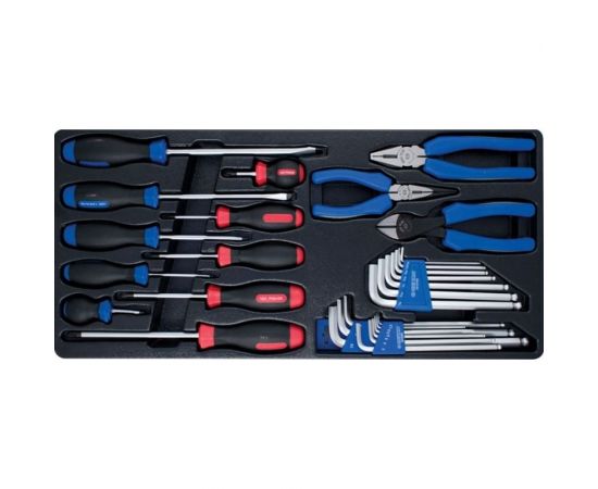 Набор отверток, плоскогубцев и Г-образных шестигранников (ложемент, 29 предметов) KING TONY 9-90129CR 