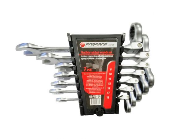 Набор комбинированных трещоточных ключей Forsage с шарниром, 7 предметов F-51072F 