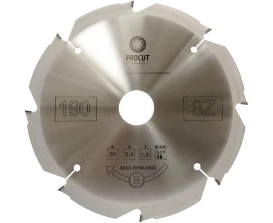 Диск алмазный по фиброцементу с алмазными PCD зубьями (190x30x2.4/1.8 мм; Z=8) PROCUT 795.1903008D 