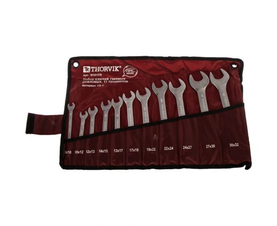 Набор рожковых гаечных ключей Thorvik W1S11TB серии ARC, 8-32 мм, 11 предметов 52615 – изображение 2