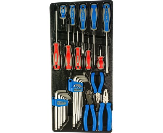 Набор отверток, плоскогубцев и Г-образных шестигранников (ложемент, 29 предметов) KING TONY 9-90129CR – изображение 2