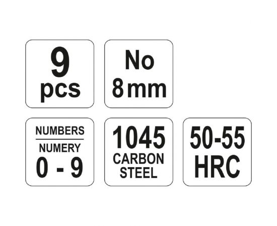 Цифровые клейма YATO 9 пр, 8 мм YT-6855 – изображение 3