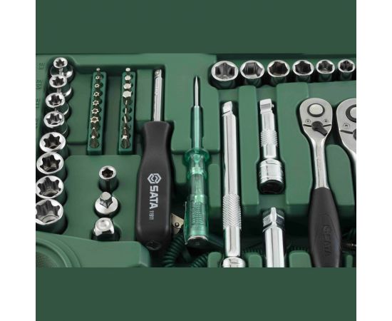 Универсальный набор инструмента 128 шт, 1/4, 3/8 и 1/2 DR SATA 09014A – изображение 4
