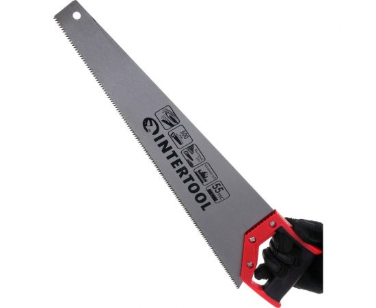 Ножовка по дереву INTERTOOL с каленым зубом 500 мм, 55 HRC HT-3103 – изображение 5