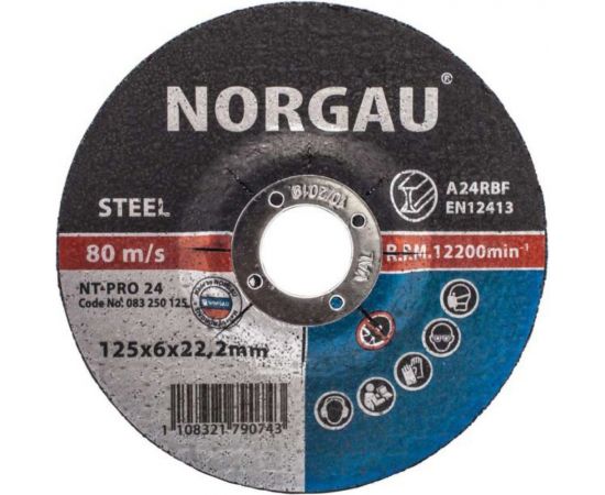 Диск шлифовальный по стали NT-PRO 24 (125x6х22.2 мм) NORGAU 083250125 