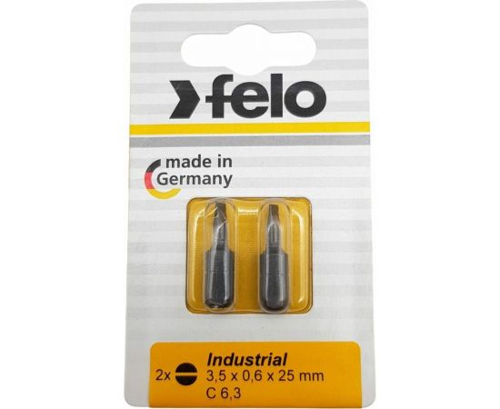 Бита плоская шлицевая 3.5x0.6x25 мм серия Industrial, 2 шт в блистере Felo 02031036 