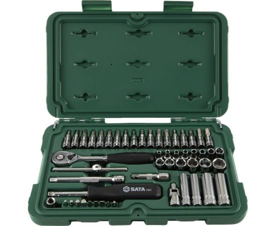 Набор метрических торцевых головок под вороток Sata 1/4 дюйма 52 шт 09002 