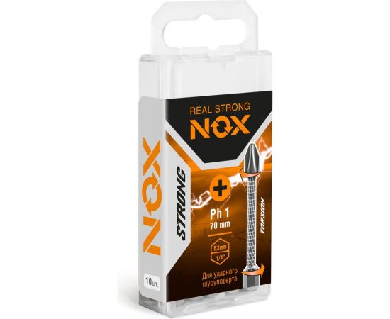 Бита торсионная STRONG (10 шт; PH1х70 мм; бокс; E6.3) NOX 336170 