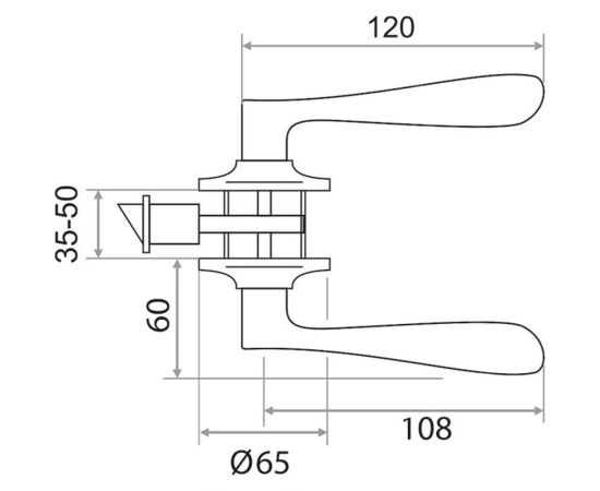 Ручка-защелка Trodos ЗВ2-03 хром 204140 – изображение 2