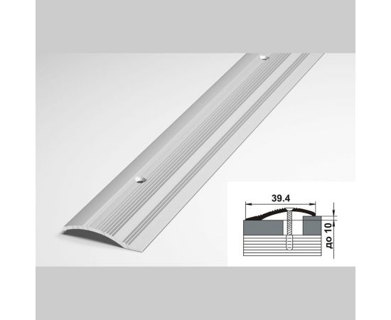 Порог разноуровневый алюминиевый (39,4 мм, 1,8 м, анодированный, Серебро) ЛУКА УТ000002633 – изображение 2