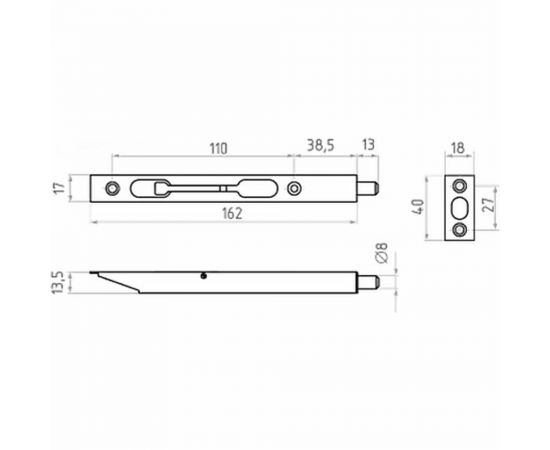 Торцевой упор PALIDORE шпингалет 6-1/2 PB золото 98760903 – изображение 2