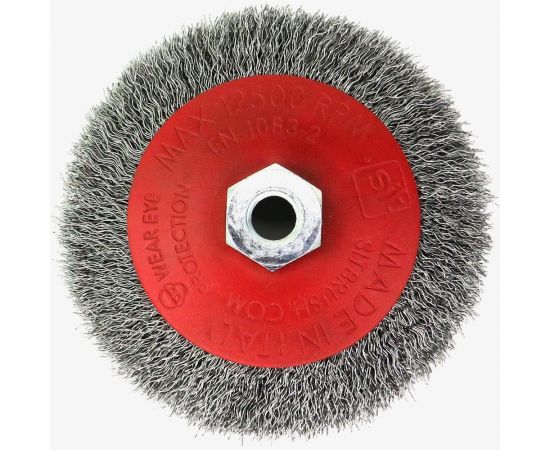 Щетка коническая 120 мм, М14, гофрированная сталь 0.35 мм для УШМ SIT 0175 – изображение 2