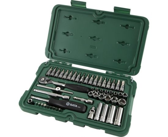 Набор метрических торцевых головок под вороток Sata 1/4 дюйма 52 шт 09002 – изображение 2