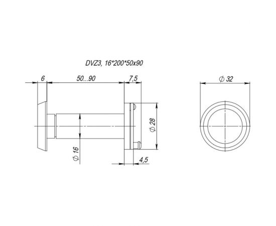 Дверной глазок Fuaro 3 DVZ_LUX, 16/200/50x90 оптика пластик-LUX, CP хром 43219 – изображение 2