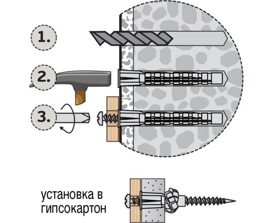 Универсальный нейлоновый дюбель ЕВРОПАРТНЕР PDU N 6x50 L 20 шт. 11 0003 7 – изображение 2