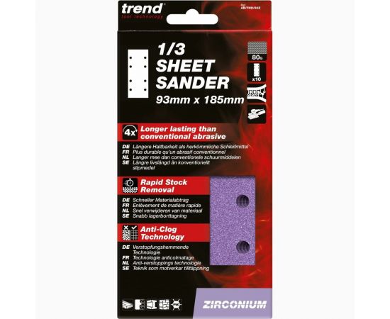 Лист шлифовальный (10 шт, 93х185 мм, зерно 80) TREND AB/THD/80Z – изображение 3