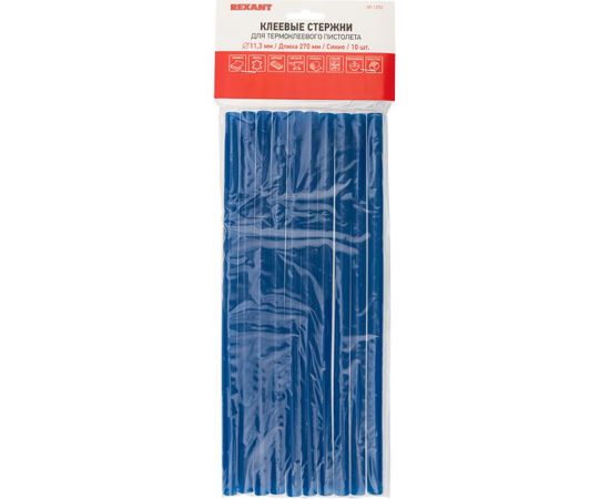 Клеевые стержни Rexant 11х270 мм синие 10 шт. 09-1272 – изображение 3