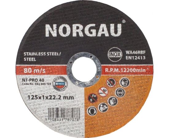 Диск отрезной Inox 125x1x22.2 мм NORGAU 083305125 – изображение 3