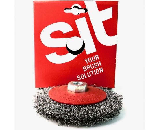 Щетка коническая 120 мм, М14, гофрированная сталь 0.35 мм для УШМ SIT 0175 – изображение 5