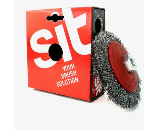 Щетка коническая 120 мм, М14, гофрированная сталь 0.35 мм для УШМ SIT 0175 – изображение 6