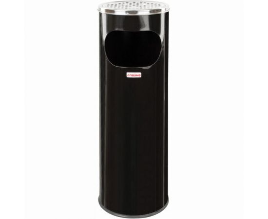 Урна ЛАЙМА Профессионал с пепельницей, 18 литров, нержавеющая сталь, черная 606298 