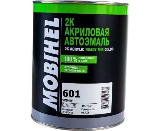 Краска Mobihel 601 Черный 2К, акриловая, банка, 0.75 л 41677302 
