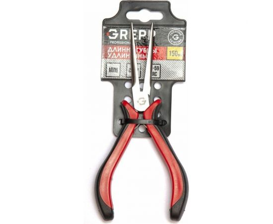 Удлиненные длинногубцы мини Ladina GREPP никелированные, авторазжим, двухкомпонентная рукоятка, 150 мм 205-129 
