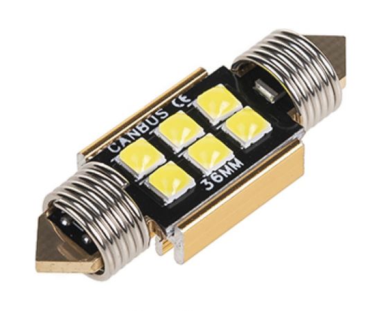 Автолампа SKYWAY диод T11(C5W) 12V 6SMD диодов 1-конт. 36мм, с обманкой Белая S08201478 