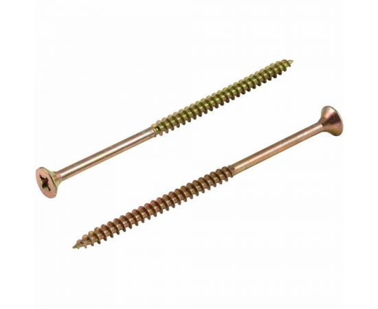 Универсальный саморез КВАДРА 5x80 желтый, потайная голова, цинк, кор. 100 шт. 504080051100 